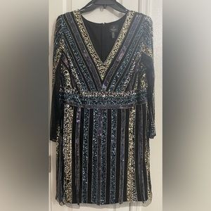 Adrianna Papell Stripe Bead Sheath Dress Plus Size 20W